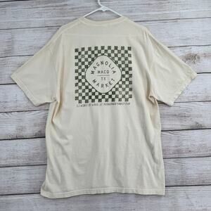 Magnolia Market Checkered Logo T-Shirt Adult XL Cream Green NEW